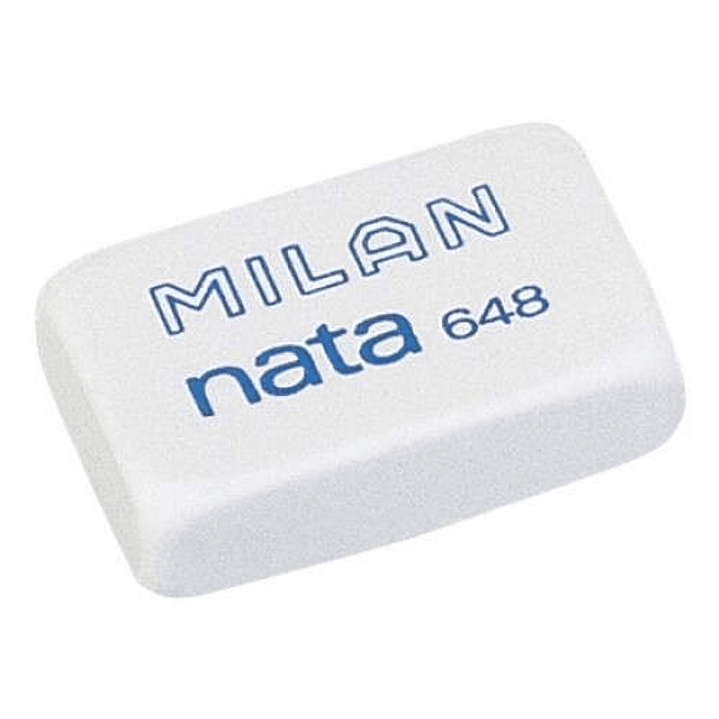 Milan Nata 648 Goma de Borrar Rectangular Pequeña - Plastico - No Daña el Papel - Color Blanco 1