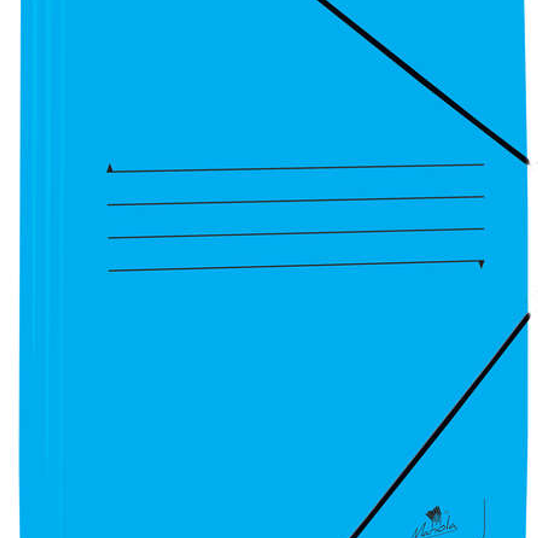 Mariola Carpeta de Carton Estucado con Solapas Folio 500gr/m2 - Medidas 34x25x1cm - Cierre con Goma Elastica - Color Azul 1