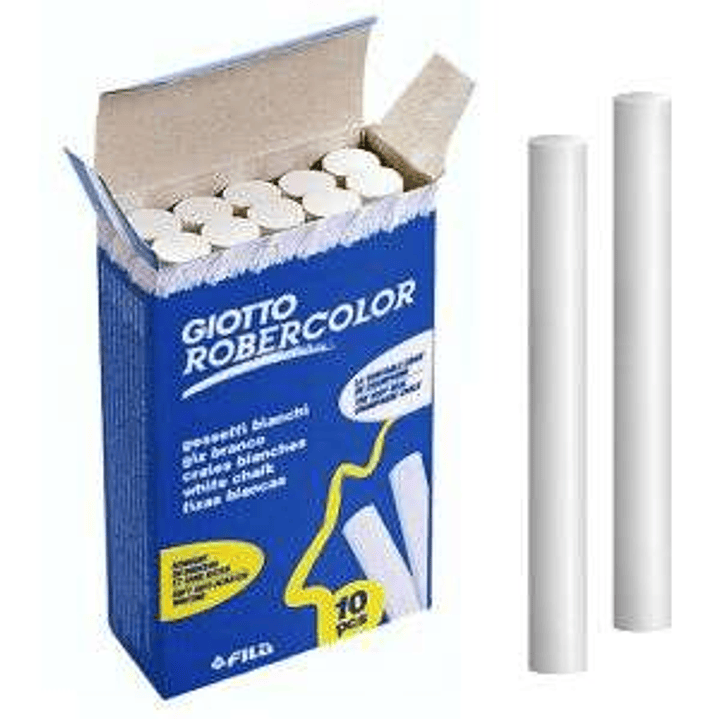 Giotto Robercolor Pack de 10 Tizas Redondas Blancas - Testadas Dermatologicamente - Compactas y Duraderas 1