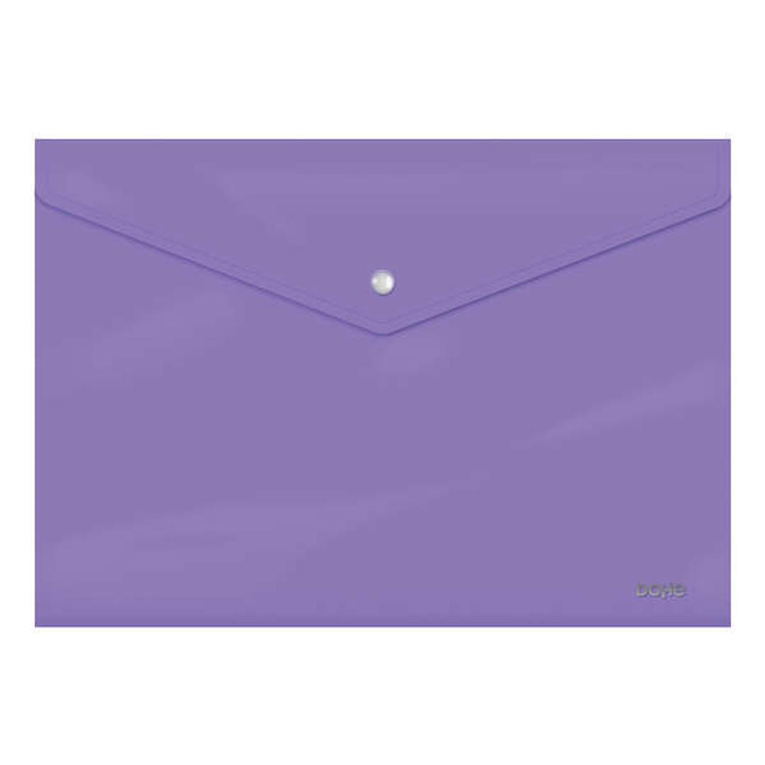 Dohe Sobre Portadocumentos Folio - Cierre de Broche - Polipropileno Cristal Opaco 200 Micras - Color Morado 1