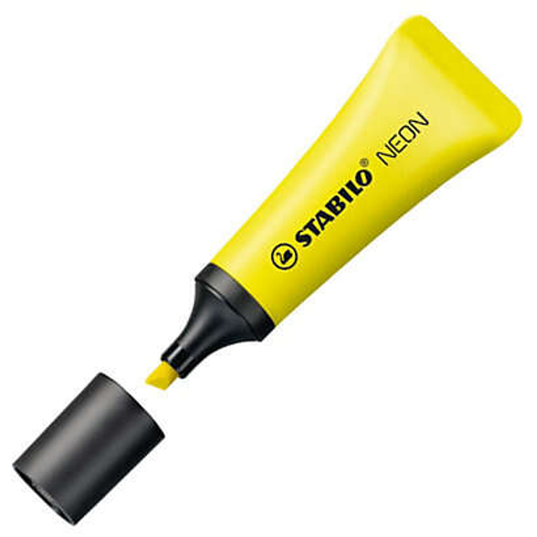 Stabilo Neon 72 Marcador Fluorescente - Trazo entre 2 y 5mm - Tinta con Base de Agua - Cuerpo en Forma de Tubo - Color Amarillo 1