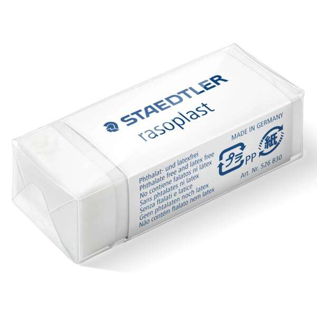 Staedtler Rasoplast 526 B30 Goma de Borrar - Borrado de Alta Calidad - Minimos Residuos - Color Blanco 1