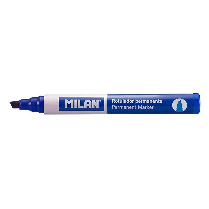 Milan Rotulador Permanente Punta Biselada - Punta 1 - 4mm - Tinta a Base de Alcohol - Color Azul 1