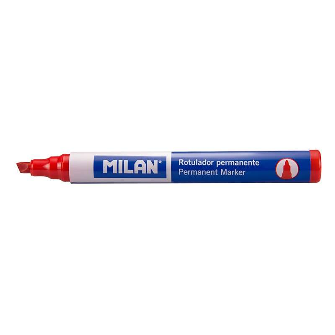 Milan Rotulador Permanente Punta Biselada - Punta 1 - 4mm - Tinta a Base de Alcohol - Color Rojo 1