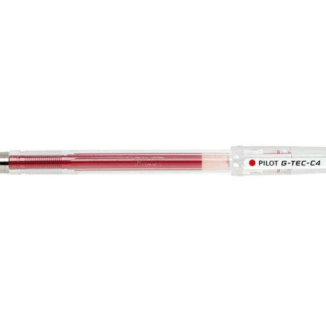 Pilot Boligrafo de Gel G-Tec C4 - Extra Fino - Recargable - Punta de Bola 0.4mm - Trazo 0.2mm - Color Rojo 1