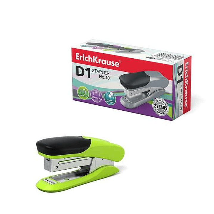 Erichkrause Grapadora ?10 D1 - Hasta 20 Hojas - Plastico Resistente a Golpes - Mecanismo de Acero de Alta Calidad - Color/Diseño Variado 1