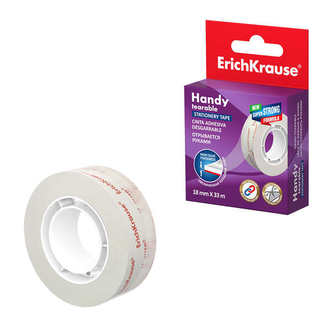 Erichkrause Handy Cinta Adhesiva de Facil Rasgado 18mm×33m - Alta Transparencia - Resistente a la luz 1
