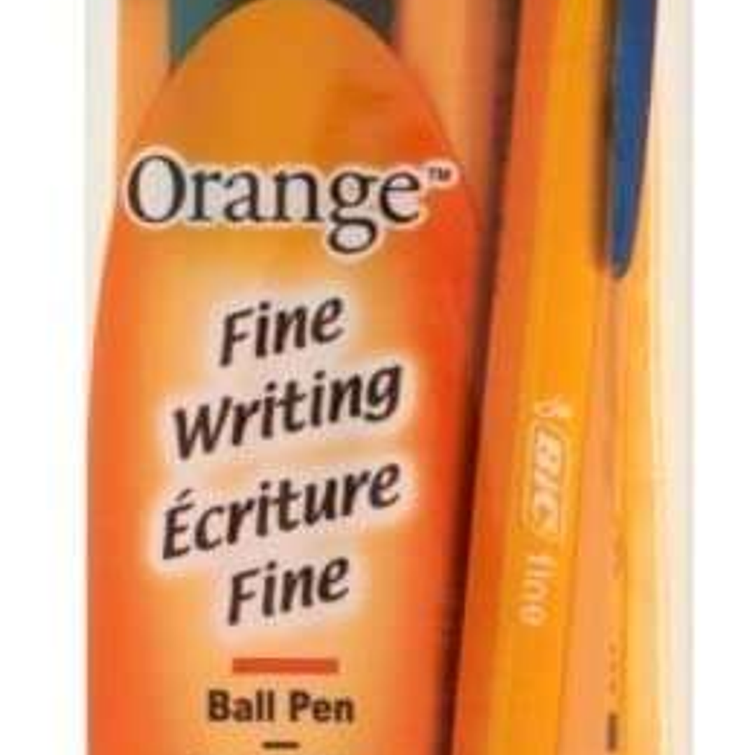 Bic Orange Original Fine Pack de 4 Boligrafos de Bola - Punta Redonda de 0.8mm - Trazo de 0.3mm - Tinta con Base de Aceite - Cuerpo Naranja - Colores  1