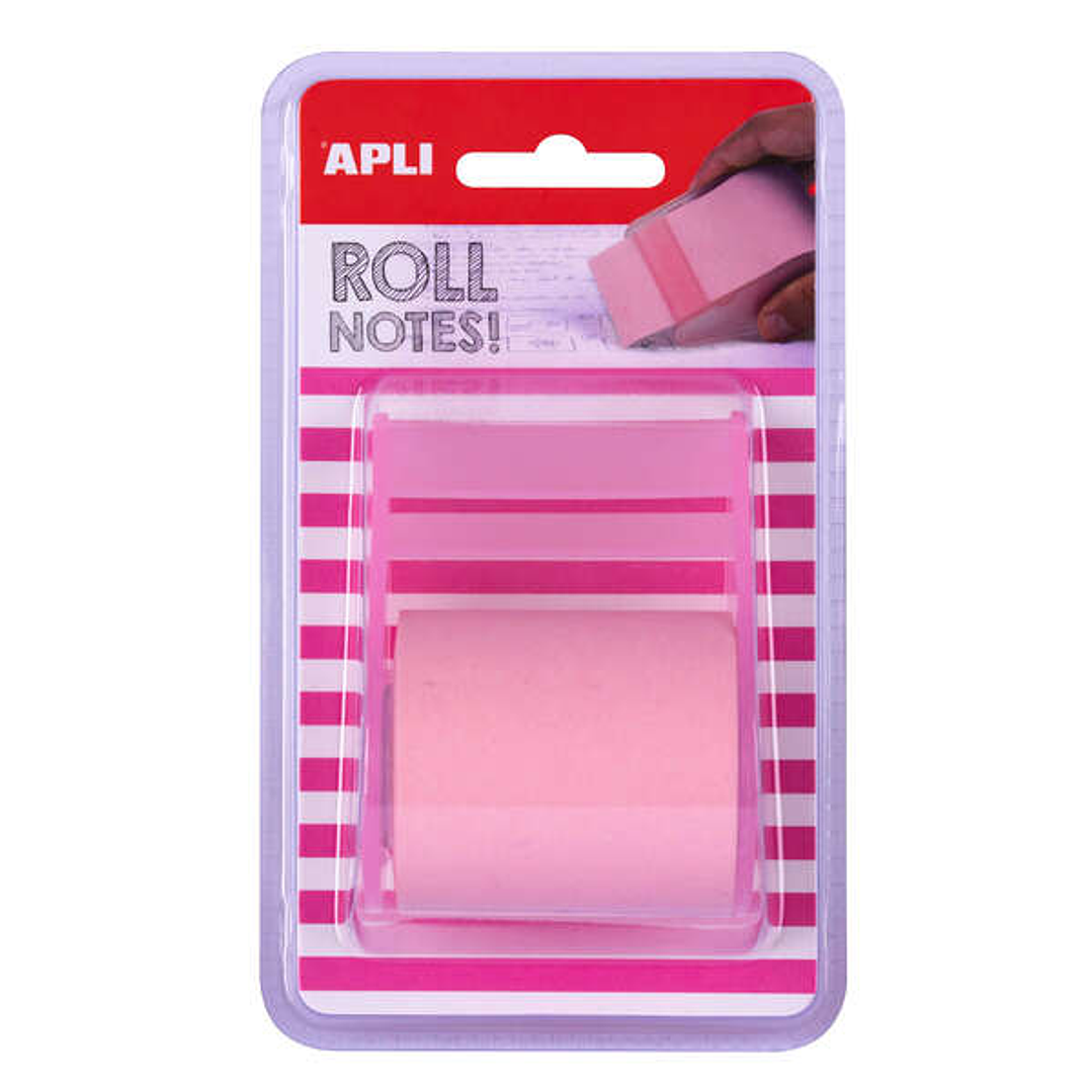 Apli Rollo Dispensador de Nota Adhesiva 50mm x 8m - Facil de Usar - Adhesivo de Calidad - Diseño Ergonomico - Rosa Pastel 1