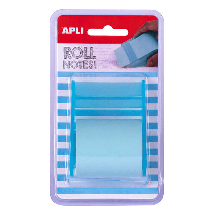 Apli Rollo Dispensador de Nota Adhesiva 50mm x 8m - Facil de Usar - Adhesivo de Calidad - Diseño Ergonomico - Azul Pastel 1