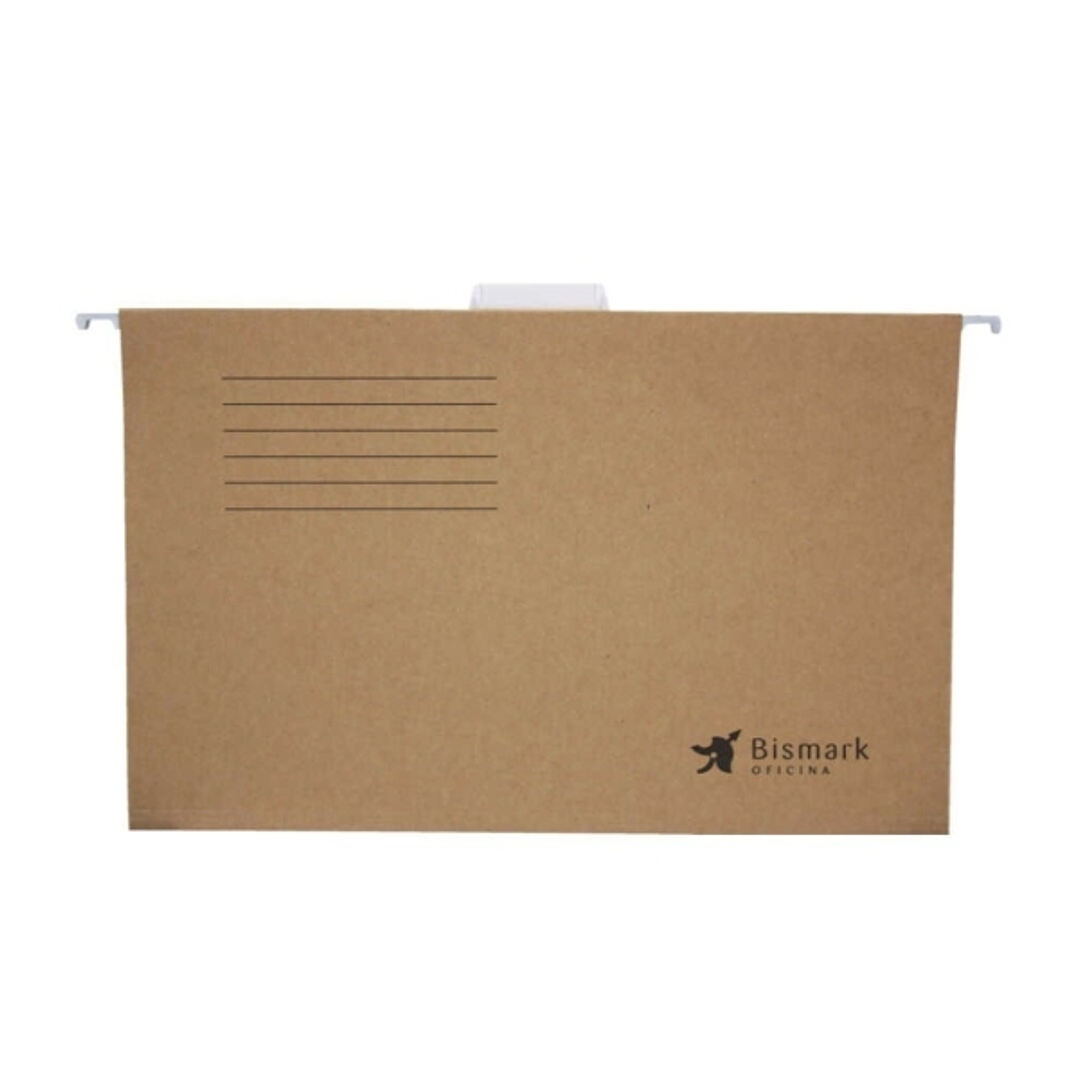 Bismark Pack de 3 Carpetas Colgantes Tamaño Folio Prolongado - Fabricadas en Kraft Marron de 230gr - Varilla de Aluminio 1