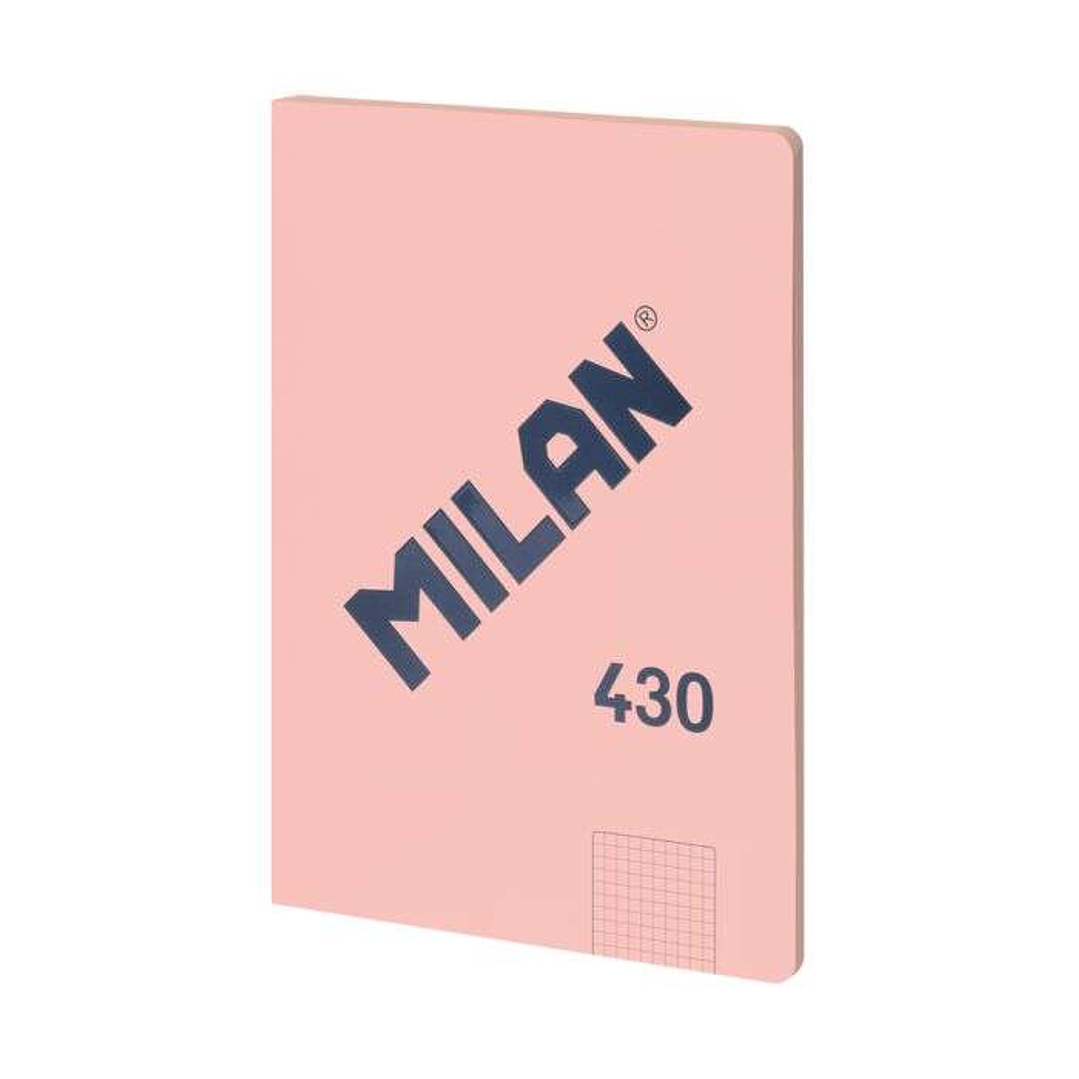 Milan Serie 1918 Libreta Encolada Formato A4 Cuadricula 5x5mm - 48 Hojas de 95 gr/m2 - Microperforado - Tapa Blanda - Color Rosa 1