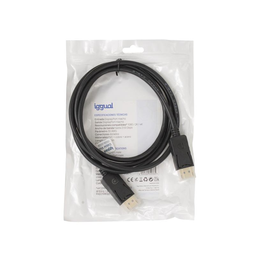 iggual Cable DisplayPort (M) 1.2 4K@60hz 1,8 m 2