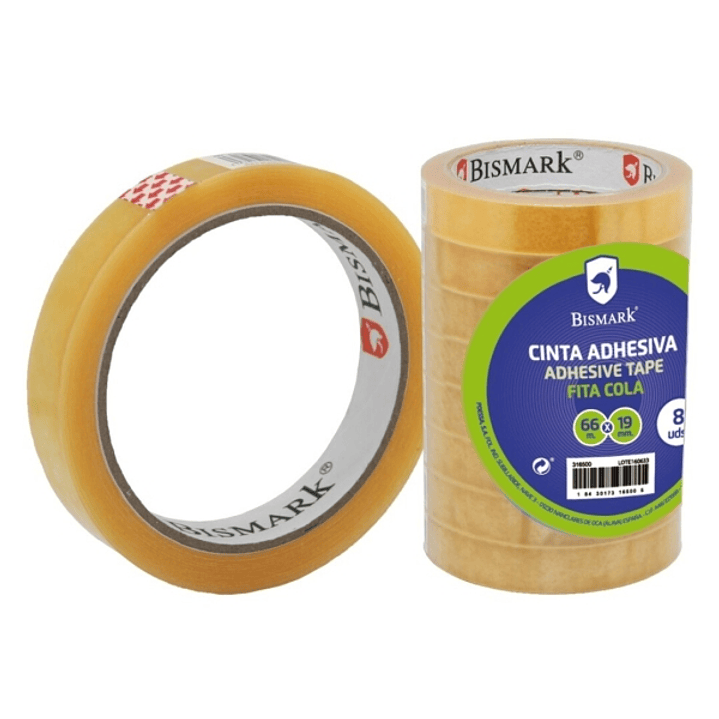Bismark Cinta Adhesiva Transparente 19mm x 66m - Fabricada en Polipropileno - Transparente 1