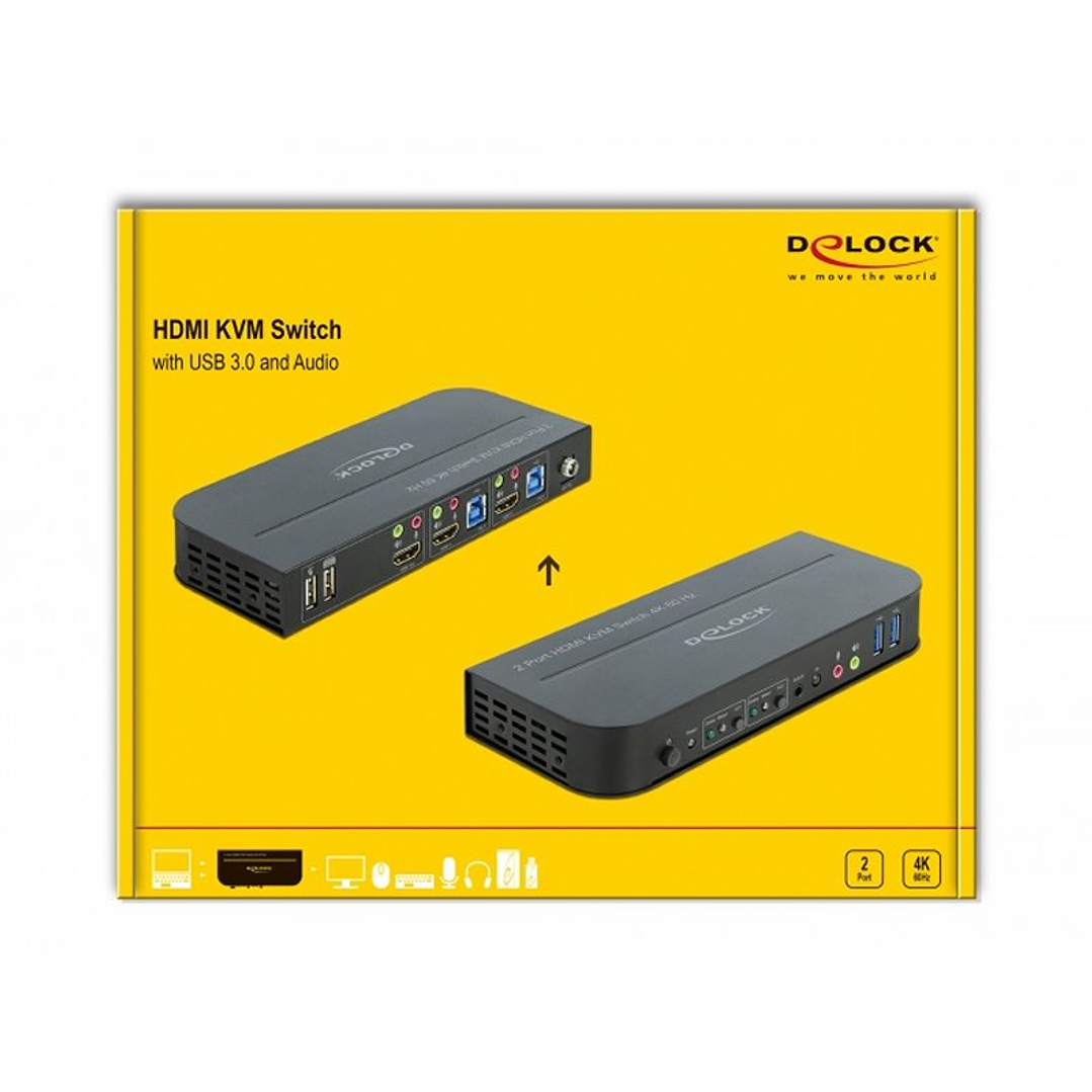 Delock Conmutador 2x HDMI KVM 4K 60 Hz con USB 3.0 2