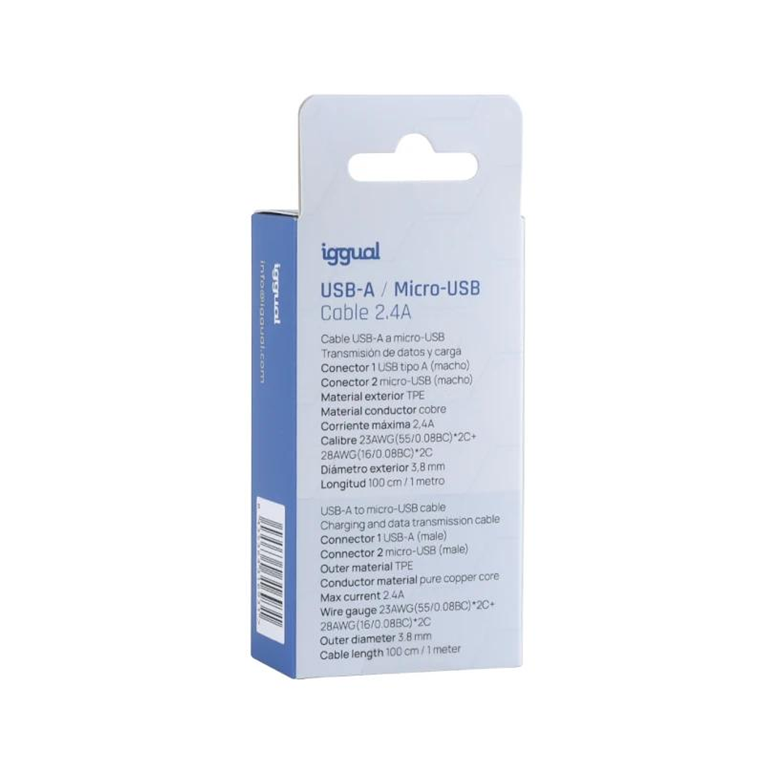 iggual cable USB-A/micro-USB 100 cm blanco 4