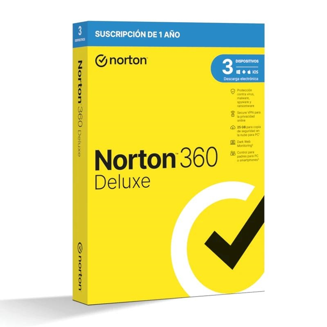 NORTON 360 Deluxe 25GB ES 1us 3 dispositivos 1A 1