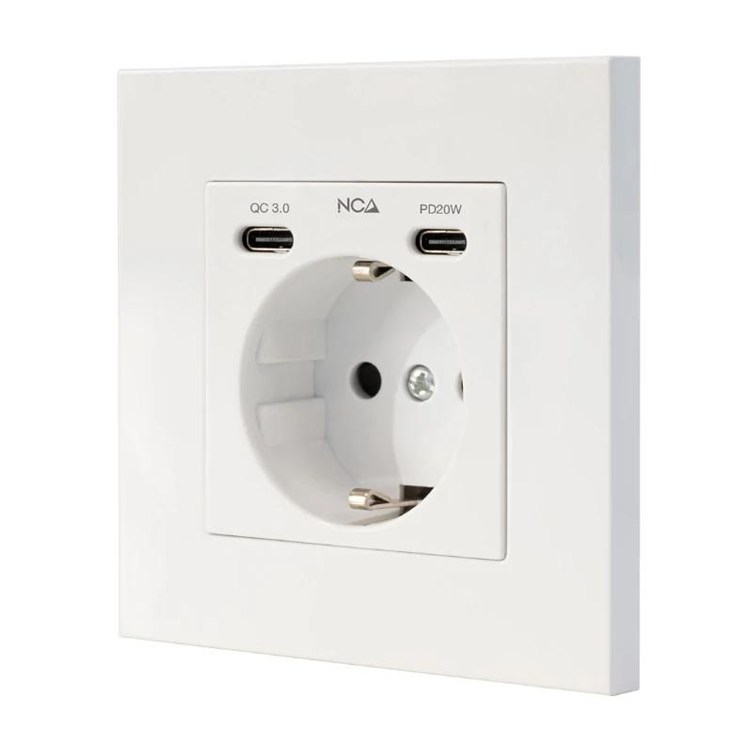 Nanocable Base Pared toma SCHUKO 2USB Max .2.4A 1