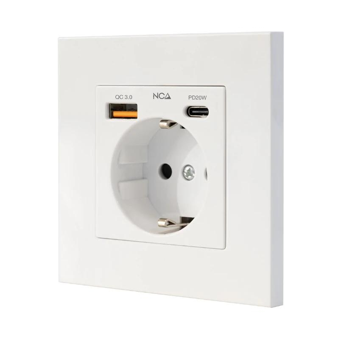 Nanocable Base Pared toma SCHUKO 2USB-C PD20W 1