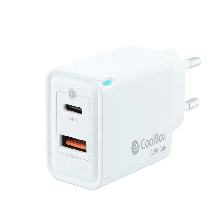 Coolbox Cargador Gan 30W USB-C/USB-A PARED 1