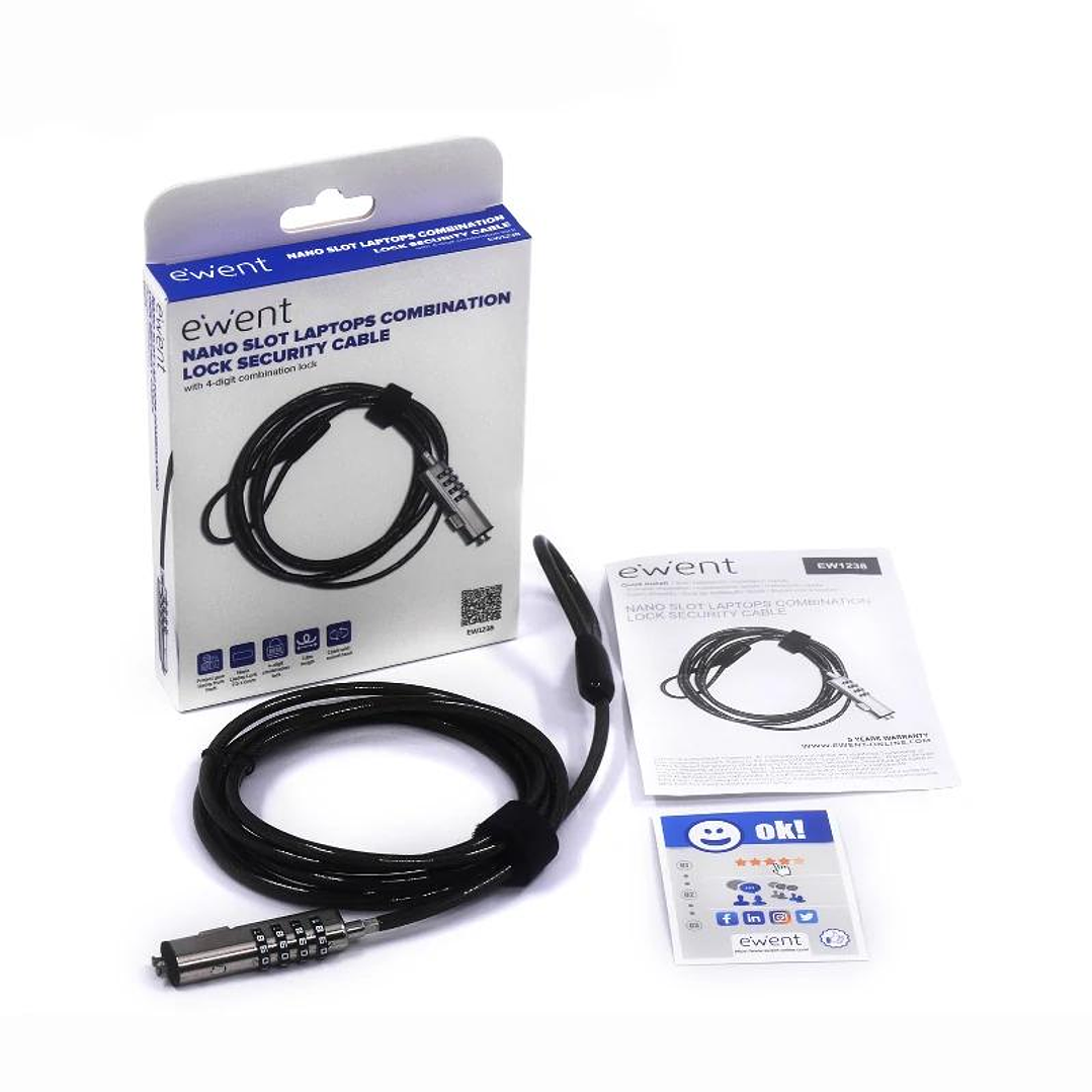 EWENT Cable Seguridad Nano combinacion 3