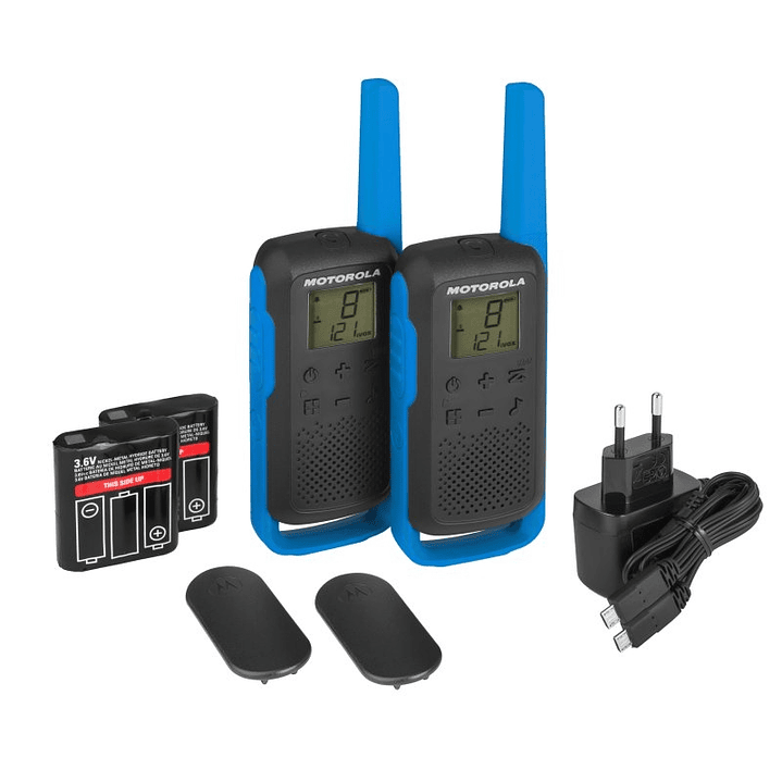 MOTOROLA T62 Walkie Talkie 8Km 16CH Azul Duo 1