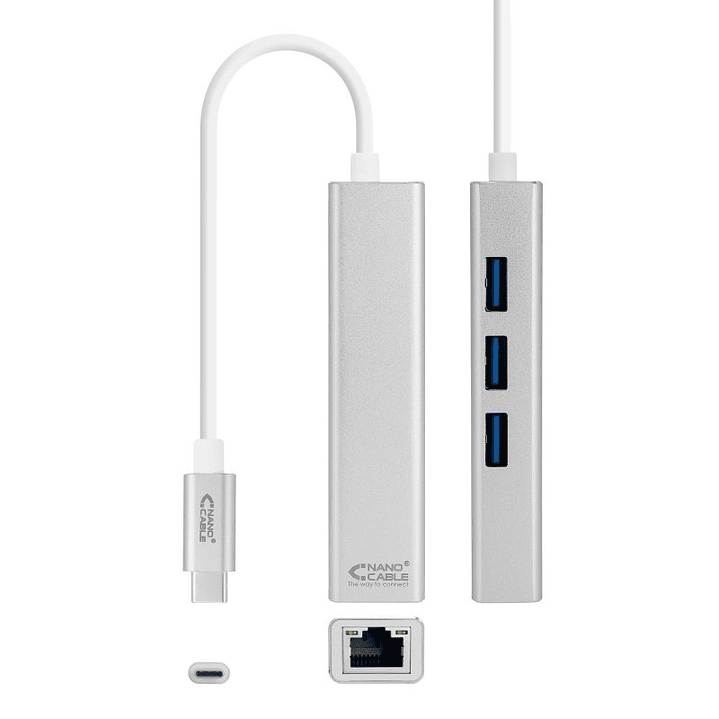 Nanocable Conversor USB-C Ethernet +3xUSB 3.0 1