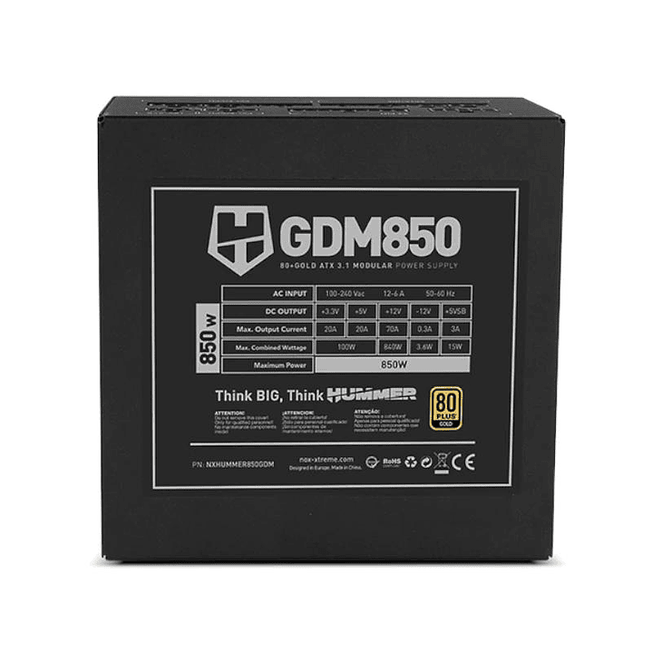 NOX HUMMER GDM850W Fuente modular ATX3.1 80+GOLD 4