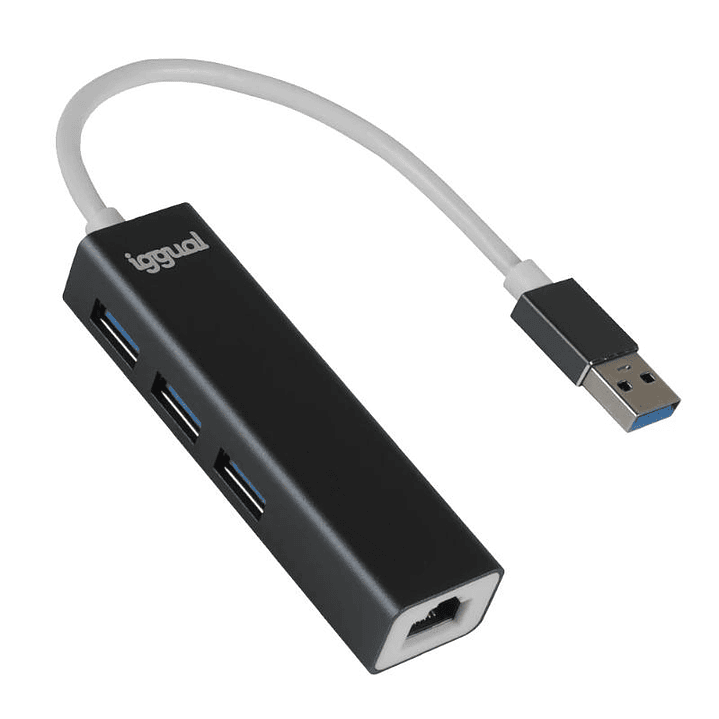 iggual Hub USB-A 3 puertos USB 3.0 + RJ45 Gigabit 1