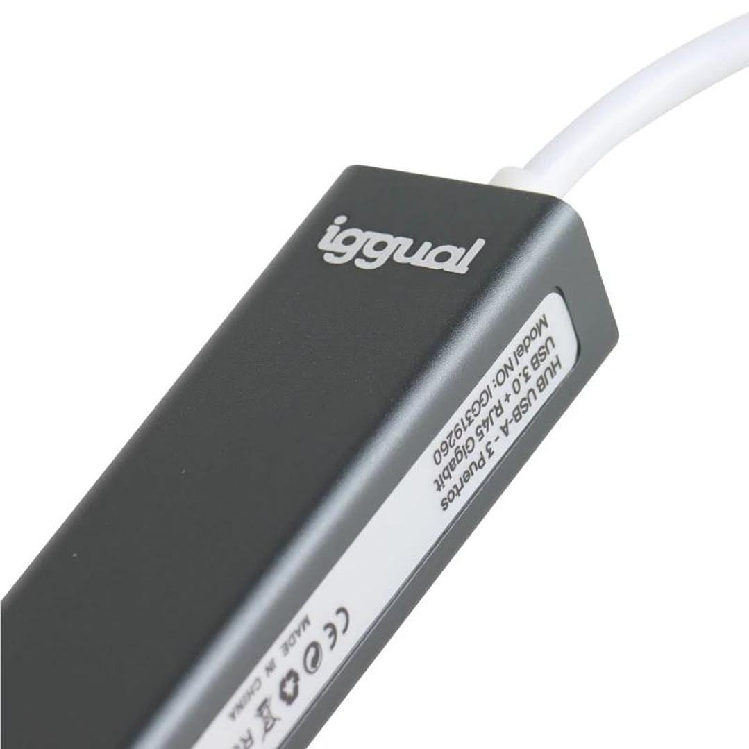 iggual Hub USB-A 3 puertos USB 3.0 + RJ45 Gigabit 4