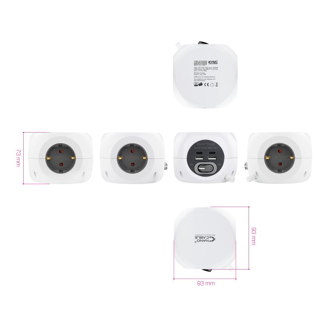 Nanocable Base de enchufes con 4 USB Blanco 3