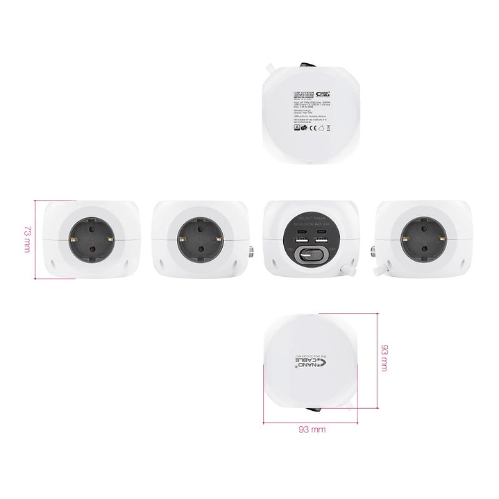 Nanocable Base de enchufes con 4 USB Blanco 3