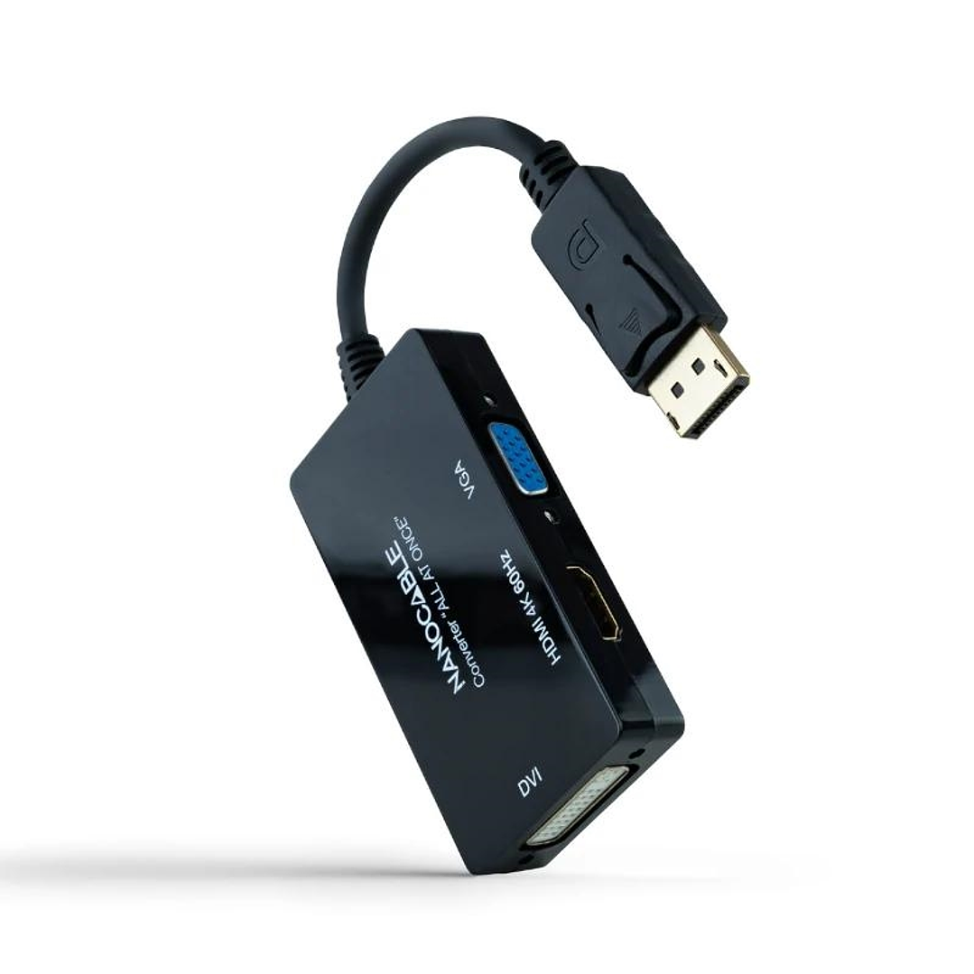 Nanocable Conversor DP a HDMI/DVI/VGA Negro 20 cm 1