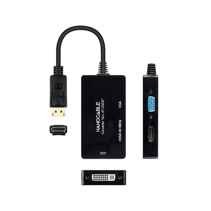 Nanocable Conversor DP a HDMI/DVI/VGA Negro 20 cm 3