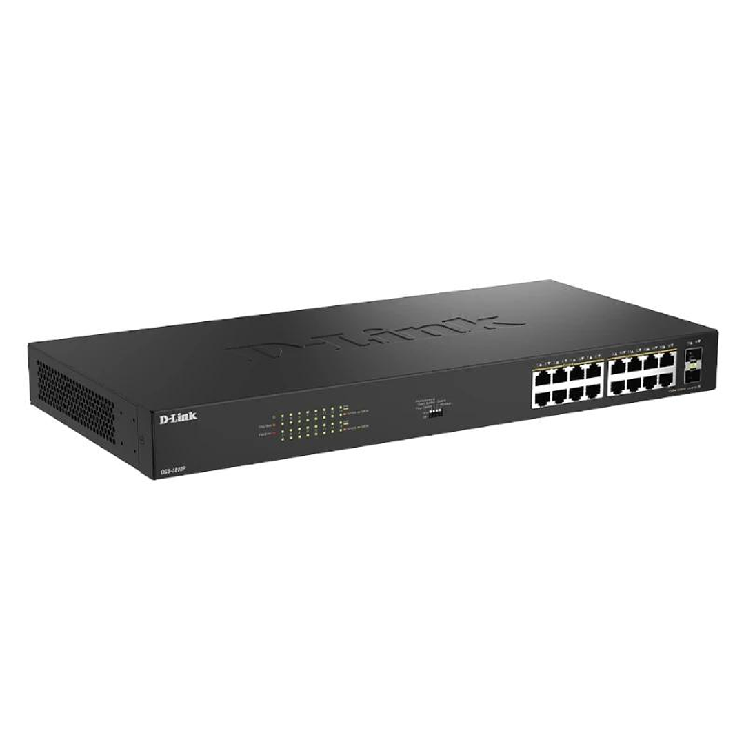 D-Link DGS-1018P/E Switch 16xGbE PoE+ 2xSFP 2