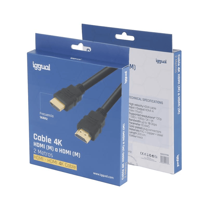 iggual Cable HDMI - HDMI 2.0 4K@60Hz 2 metros 2