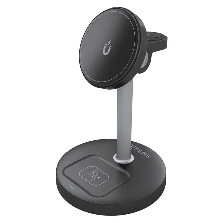 Aisens Cargador Inalámbrico USBC 15W 3 en 1 Negro 1