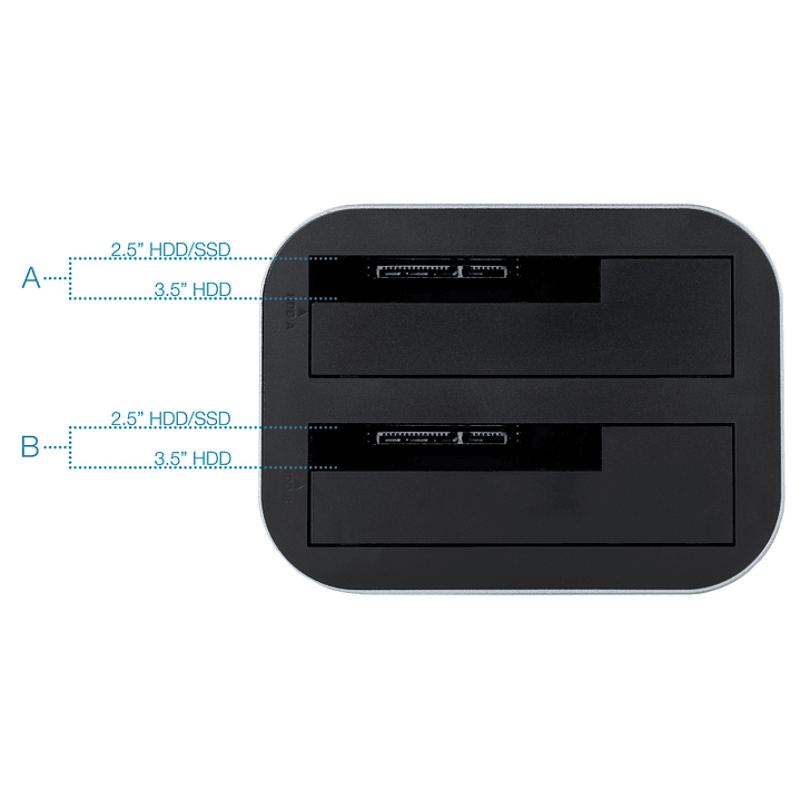 Tooq TQDS-805G Dock Station Doble Bahía HDD Gris 2