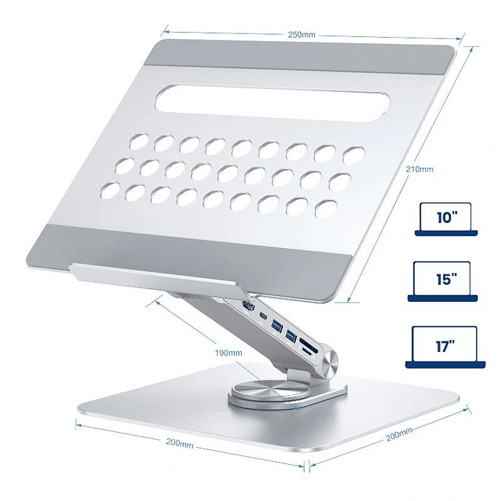 EWENT Soporte Giro 360º y DockingStation 7 en 1 2