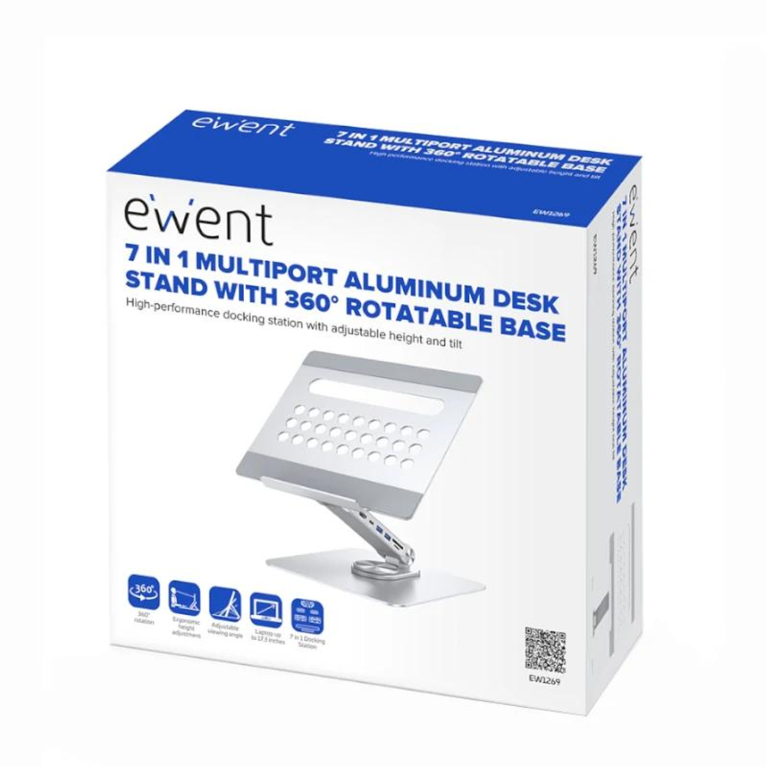 EWENT Soporte Giro 360º y DockingStation 7 en 1 3