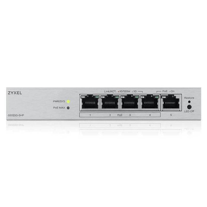 ZyXEL GS1200-5HPv3 Switch 5xGb (4xPoE+) 68W 3