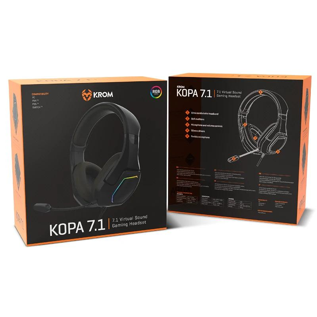 KROM KOPA AURICULARES GAMING 7.1 VIRTUAL NEGRO 4