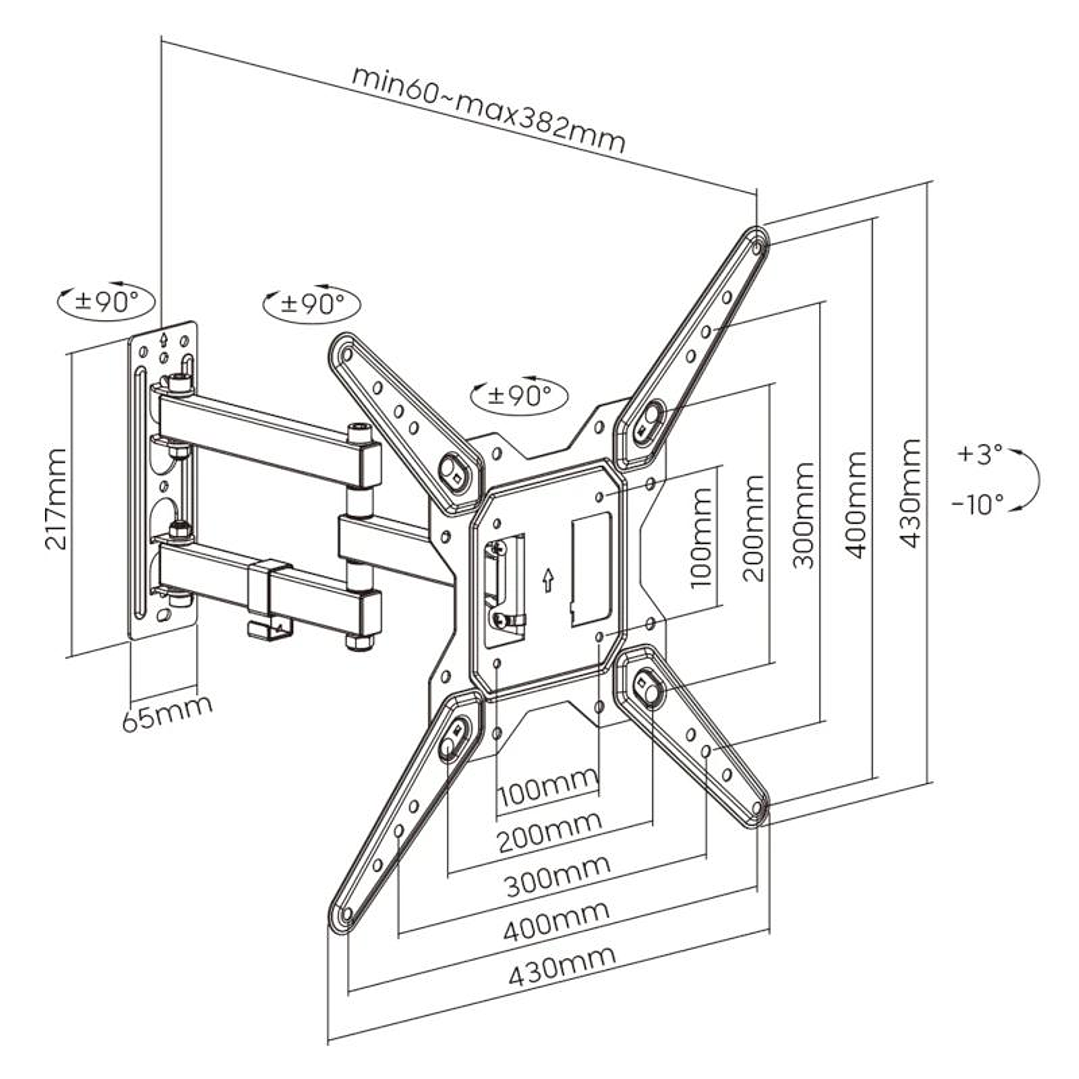 EWENT EW1525 Soporte pared TV ext 3 pivot 23-55