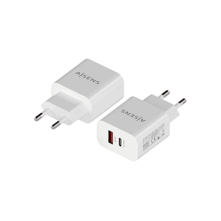 Aisens Cargador 20W USB-C PD3.0 USB-A QC3.0 Blanco 1