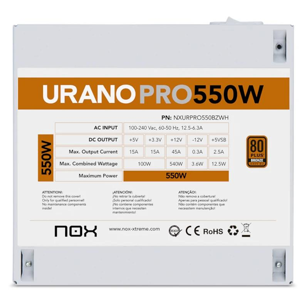 NOX Fuente ATX Urano PRO 550W Bronze Blanco 4