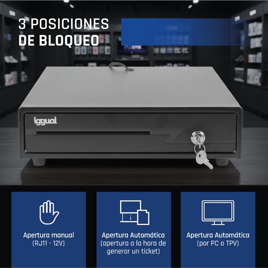 iggual Cajón Portamonedas IRON-10 38cm 4+6 negro 4