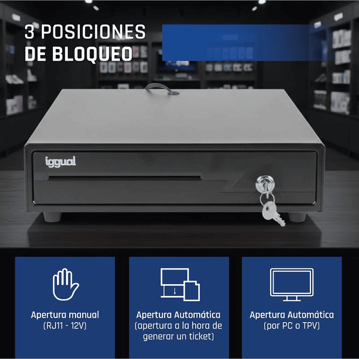 iggual Cajón Portamonedas IRON-10 38cm 4+6 negro 4