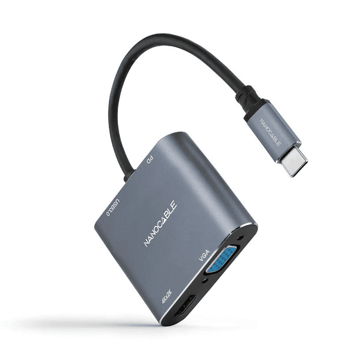 Nanocable Converosr USB-C a HDMI/VGA/USB3.0/PD 2