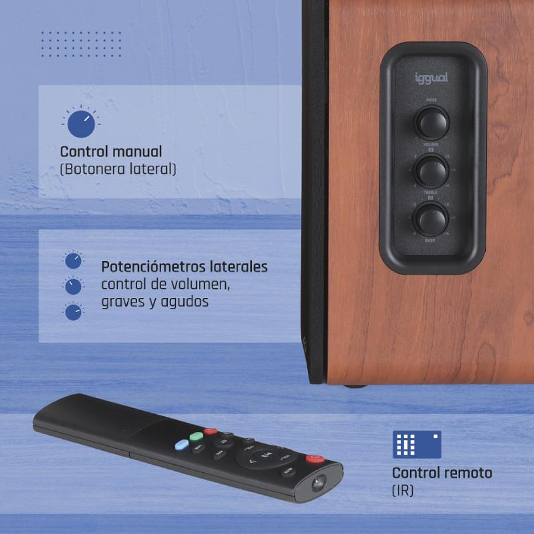 iggual Altavoces 2.0 50W Bluetooth 5.3 Home Studio 2