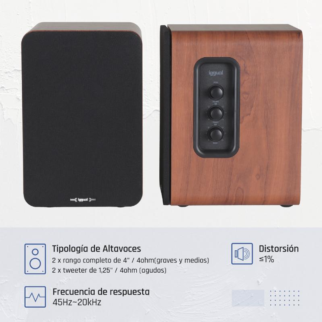 iggual Altavoces 2.0 50W Bluetooth 5.3 Home Studio 3